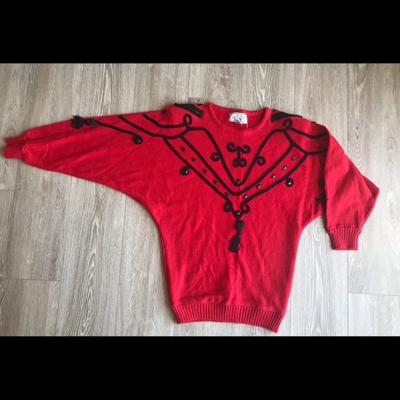 Vintage 80s Red Sweater size S - Picture 1 of 4